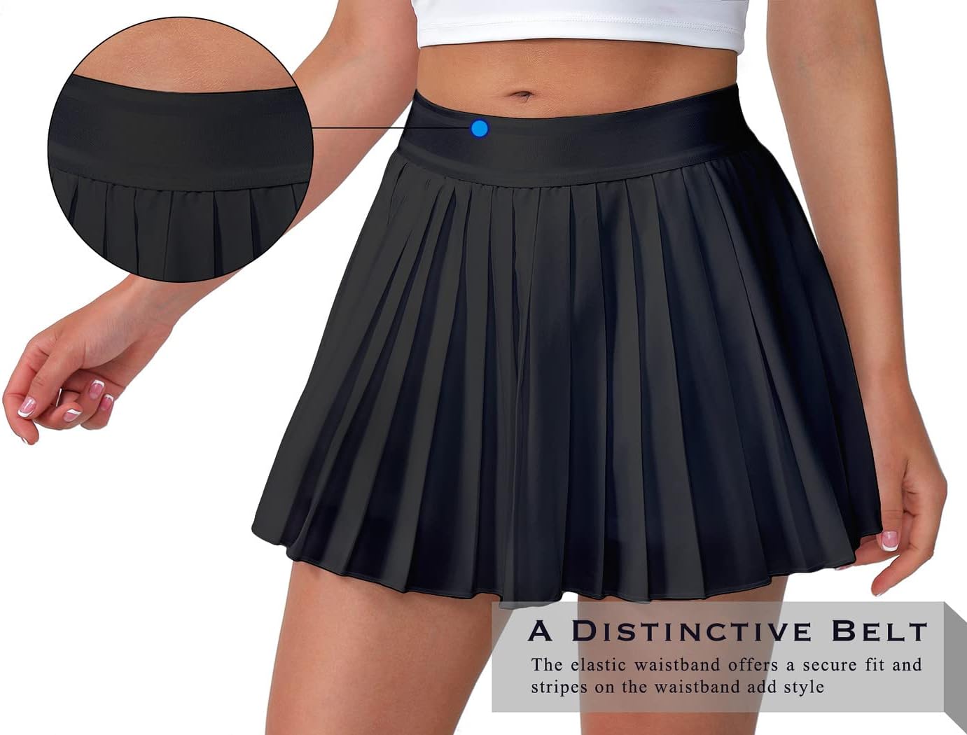 Mini Pleated Tennis Skirt for Women: Flowy Skorts for with Shorts Pockets - Athletic Trendy - Golf Pickleball