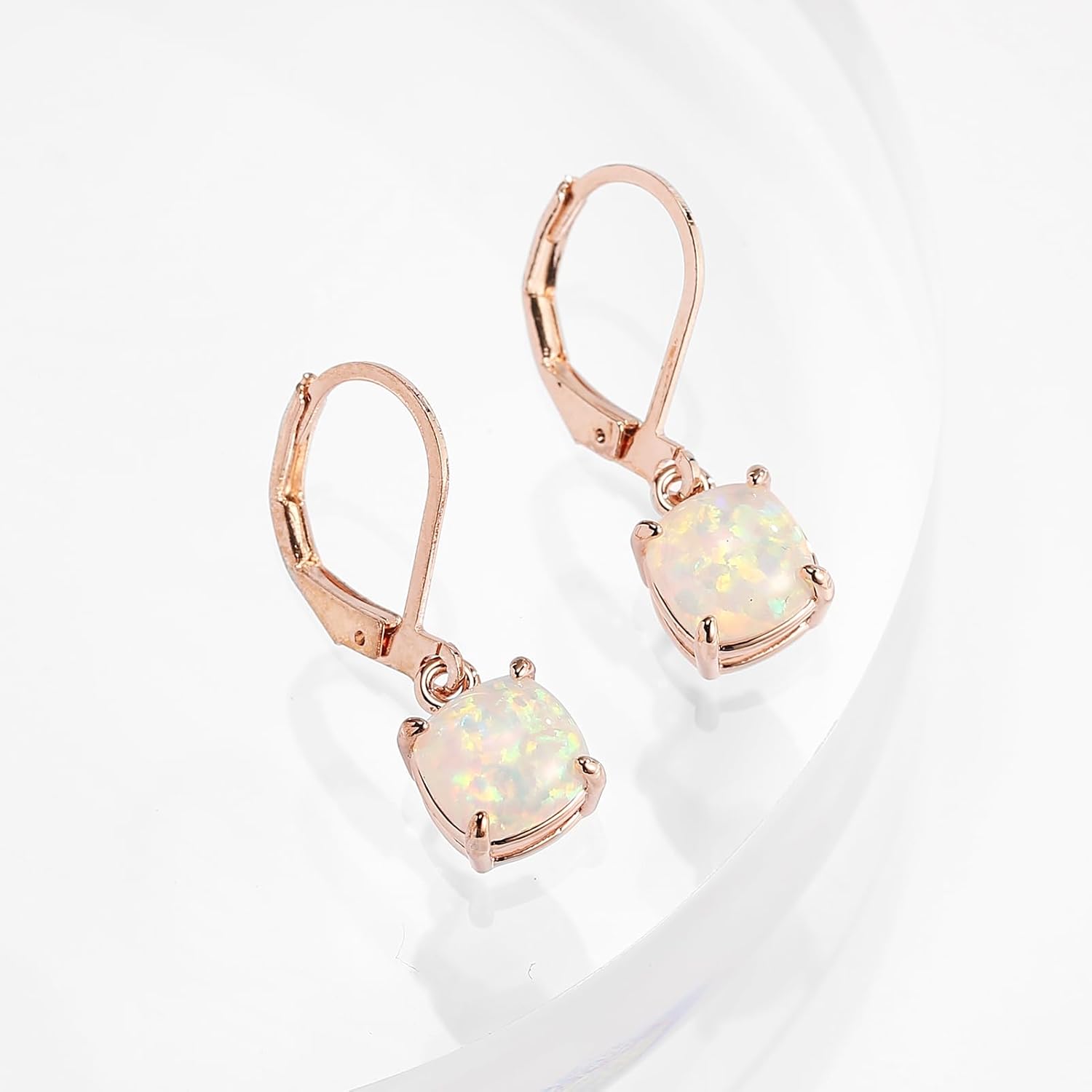 Opal Dangle Earrings for Women Leverback Gemstone Drop Earrings Opal Jewelry Gifts - Image 4