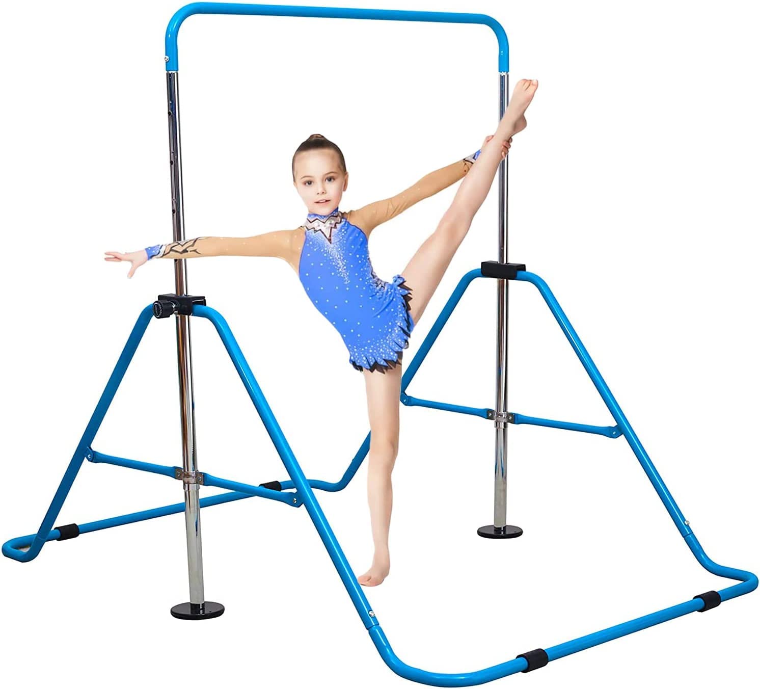 X Expandable Gymnastics Bars Junior Training Bar Adjustable Height Gymnastic Horizontal Bars Children Folding Training Monkey Bars Child Gym Climbing Tower (Random Color)