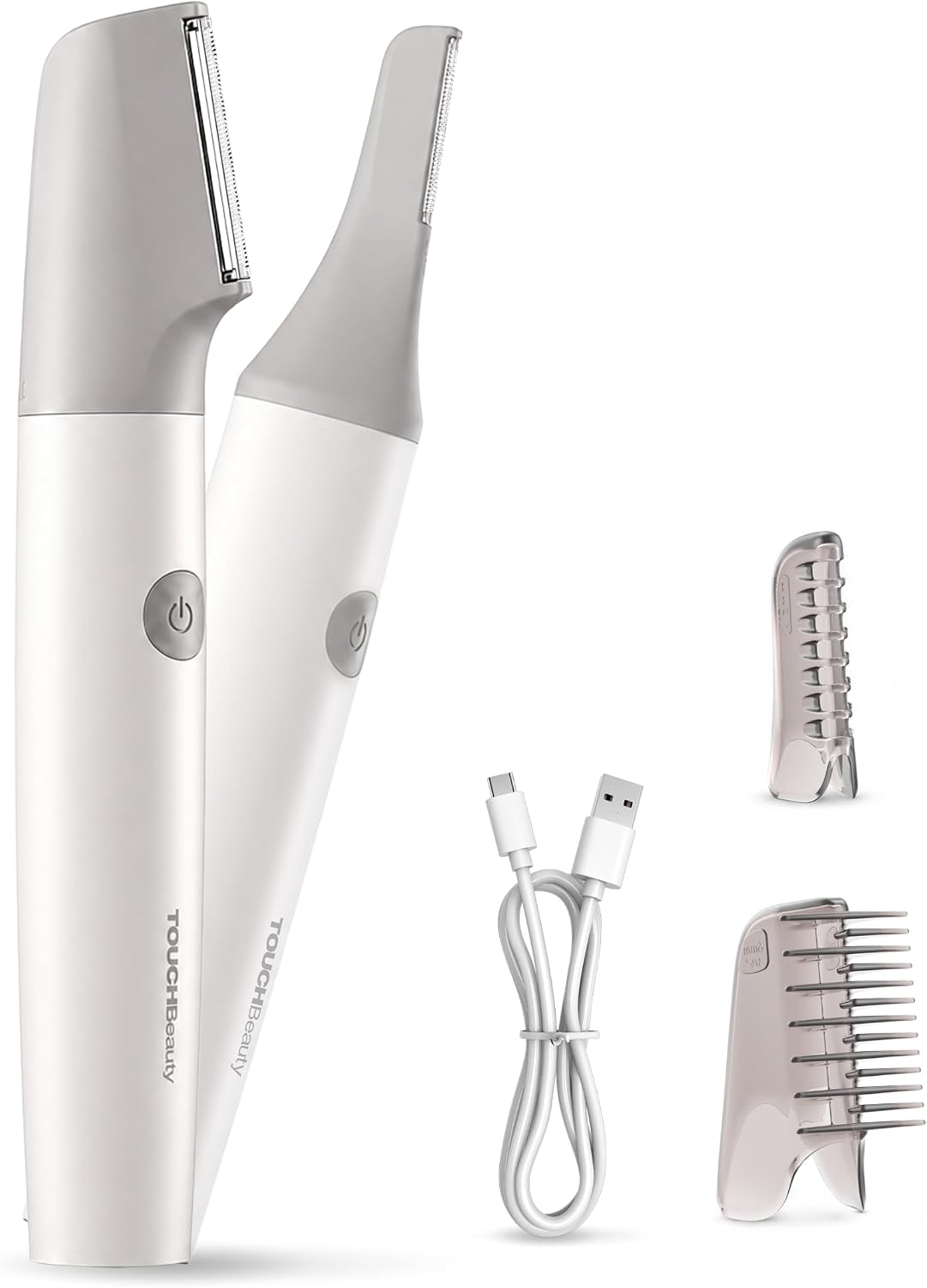 TOUCHBeauty Bikini Trimmer for Women - 2-in-1 Rechargeable Electric Shaver with Stainless Steel Heads (26mm & 36mm), Waterproof IPX6, USB-C Charging, Painless for Sensitive Skin, 80-Min Runtime