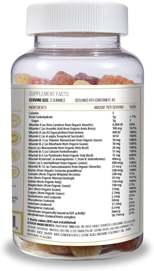 ACTIF Organic Bariatric Gummies with 25+ Organic Vitamins and Minerals for Bariatric Surgery, Advanced Formula - 90 Count - Image 5