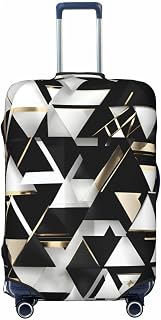 Fashion Modern Black White Gold Triangle Print Luggage Cover Suitcase Covers For Luggage Protector Fits 18-32 Inch Travel Accessories
