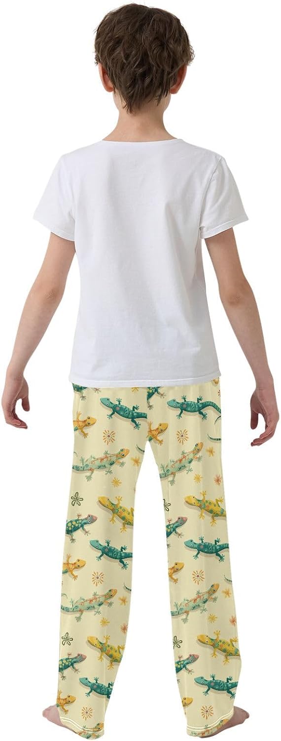 visesunny Boys' Pants Colorful Gecko Jogger Pants Elastic Waist Long Bottoms Trousers with Pockets S-XL