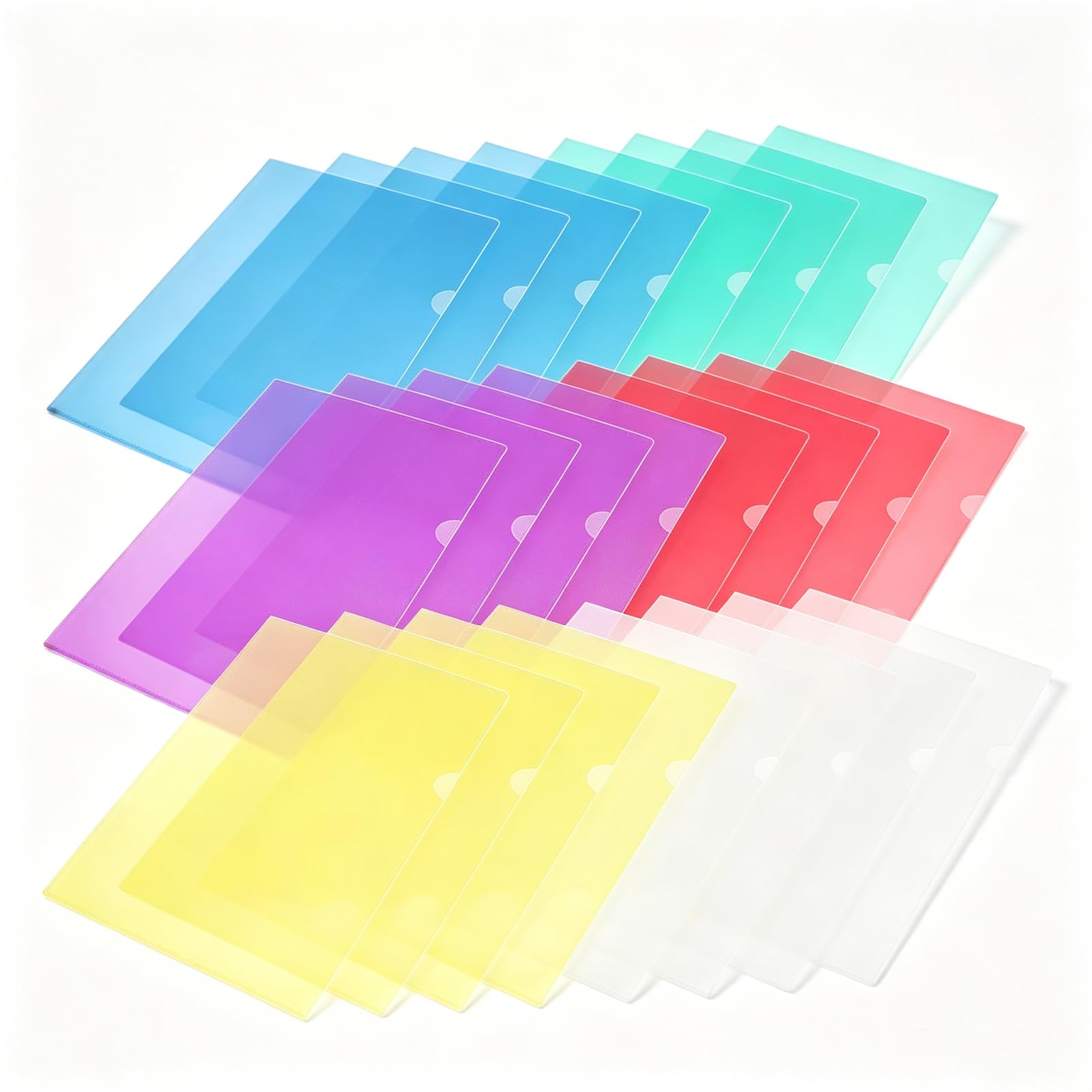 ZODKSNO 24pcs A5 Cut Flush Folders, 6 Colors Plastic Open Top and Side Cut Flush File Wallet 140 Micron Thicken File Pockets for Office School Work
