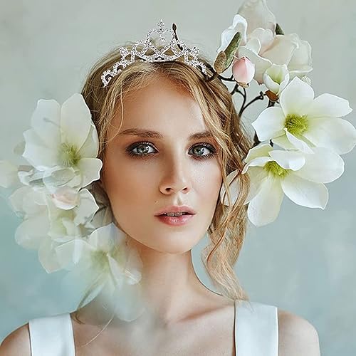 Miniatura 7 de Gortin Corona de tiara de cristal para niñas, corona de princesa plateada para fiesta de cumpleaños, diadema de diamantes de imitación, tocados de