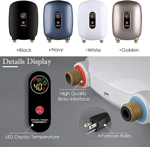 Miniatura 7 de Calentador de agua eléctrico sin tanque de 110 V 3000 W para debajo del fregadero bajo demanda calentador de agua caliente instantáneo para cocina