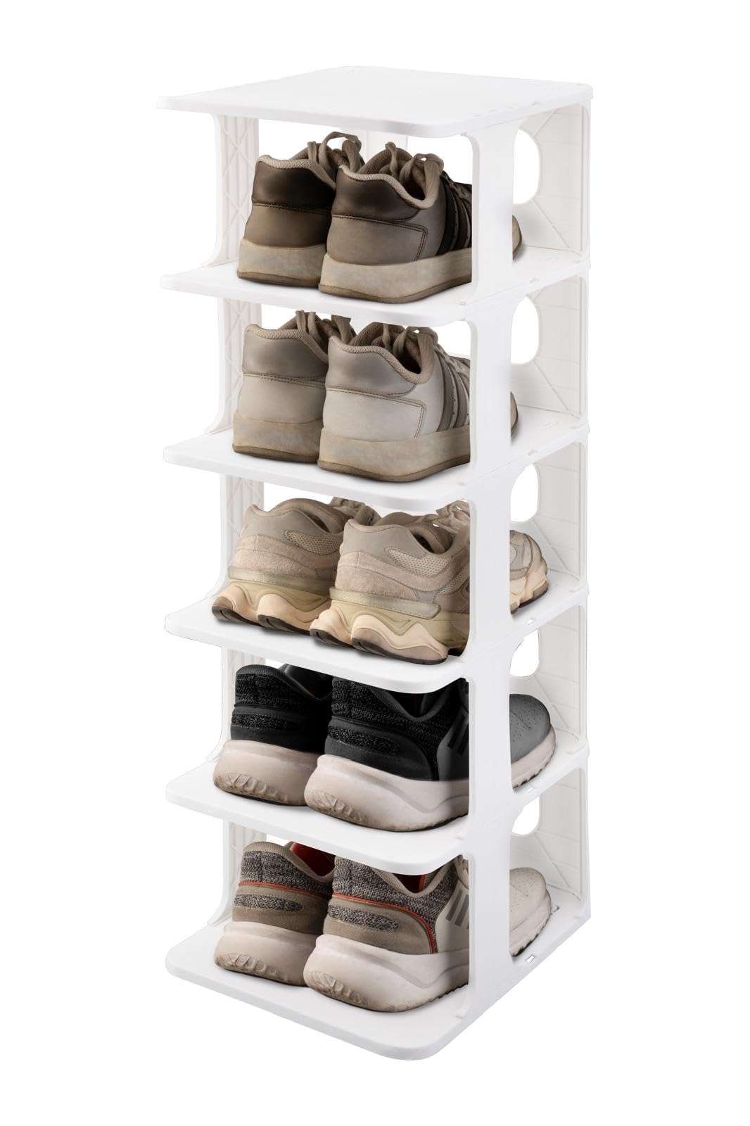 DIVCHI Shoe Rack 5 Tier Vertical Shoe Holder Stand Space-Saving Narrow Tall Footwear Organiser Shelves For Entryway & Living Room (White)