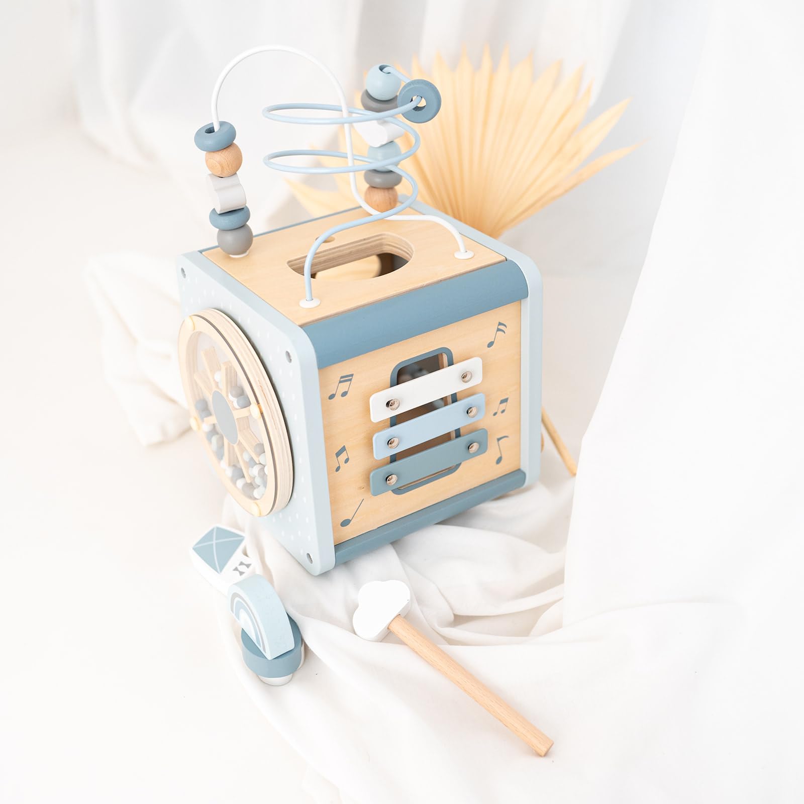 wunderwunsch - Personalisierter Motorikwürfel Holz - Montessori Würfel - Baby Motorikspielzeug ab 1 Jahr - Kinderspielzeug 18 Monate