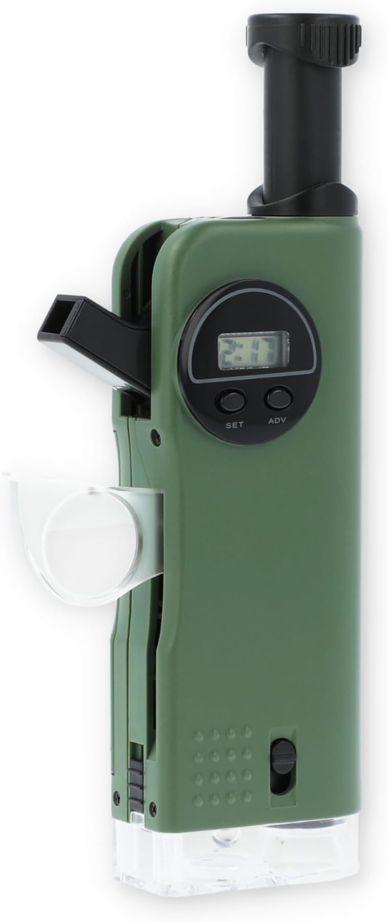 Carson X-Scope Kids 7 Function Multi Purpose Optical Pocket Tool with 30x Microscope, 8x Telescope, 9x Fold-Out Magnifier, Flashlight, Signal Whistle, Directional Compass and Digital Clock (CP-11)