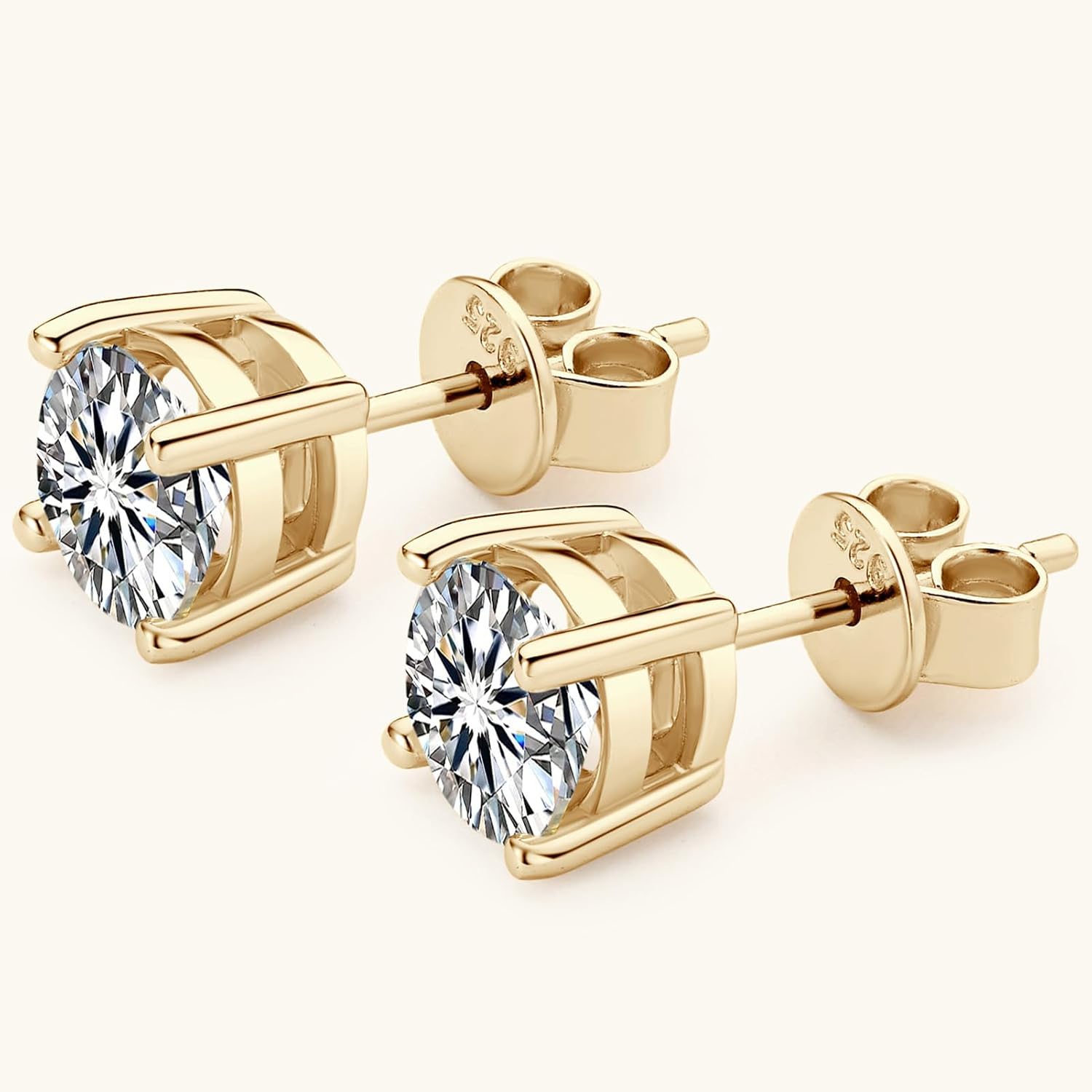 Moissanite Stud Earrings, 0.5ct-2ct D Color VVS1 Brilliant 925 Sterling Silver 4 Pong Stud Earrings for Women or Men Birthday Gifts - Image 7