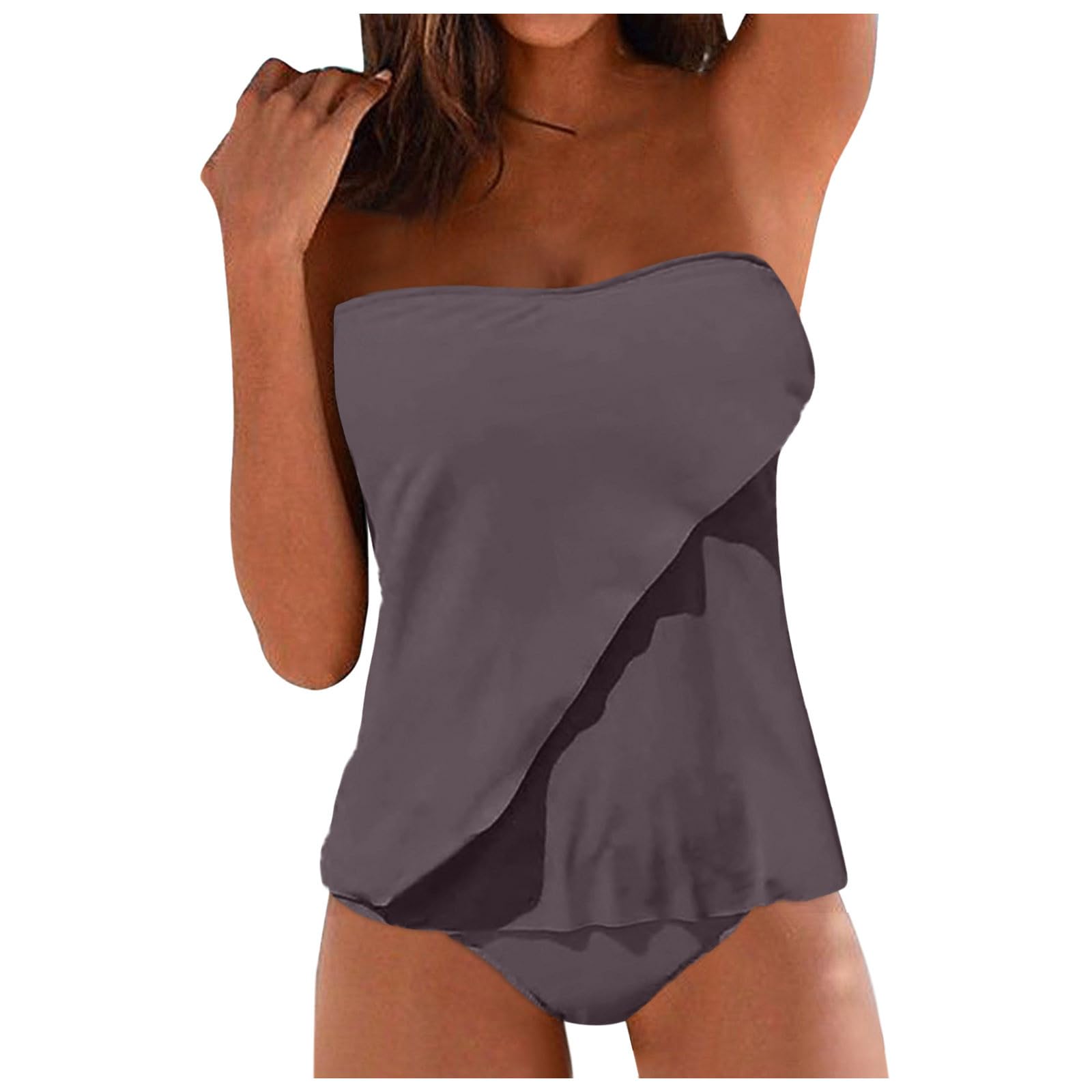 Generico Costume da Bagno Donna Due Pezzi Vita Alta Costumi Due Pezzi Ragazza Intero Contenitivo Pancia E Seno Copricostume Mare Nero Mode Primavera 2025 Firmata