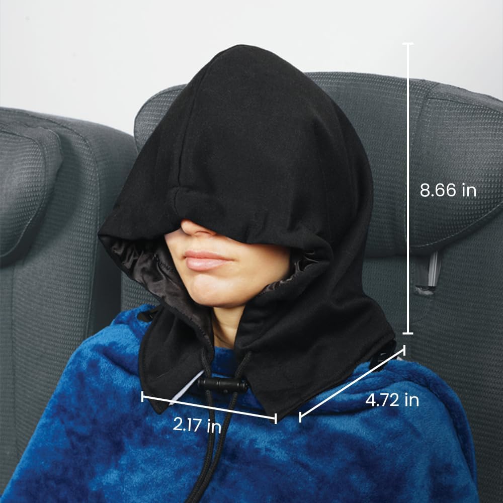 Cabeau Nap Now Hoodie - Black - An Attachable Hoodie With an Adjustable Nose Bridge to Block Out Light - Image 6