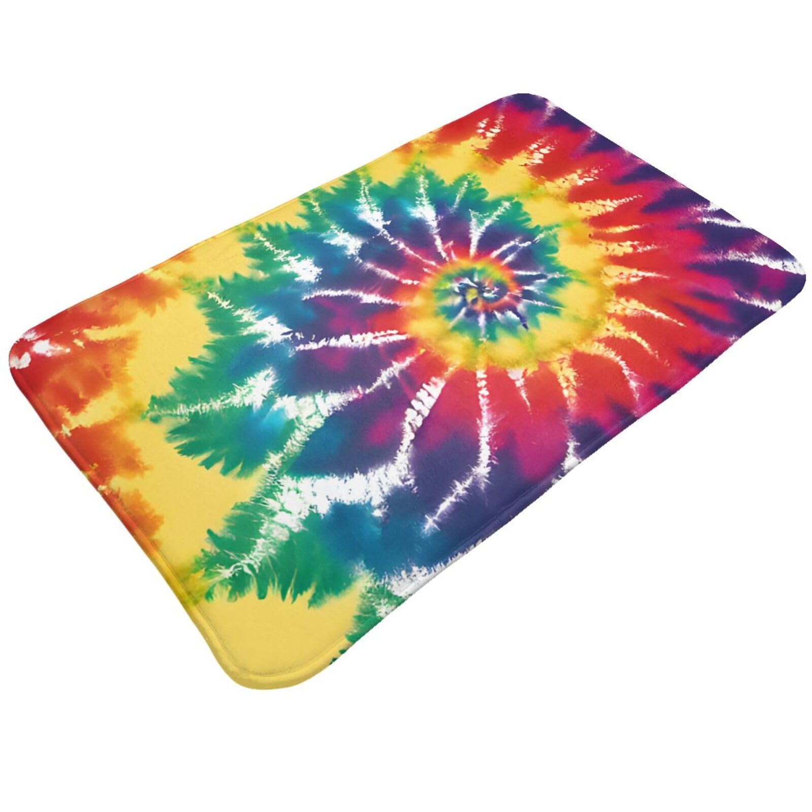 Tie Dye Rainbow Print Living Room Bathroom Kitchen Anti Slip and Absorbent Carpet, Indoor Entrance Door Muddy Floor Mat, Ultra Soft Washable Carpet 21x31.5 Inches
