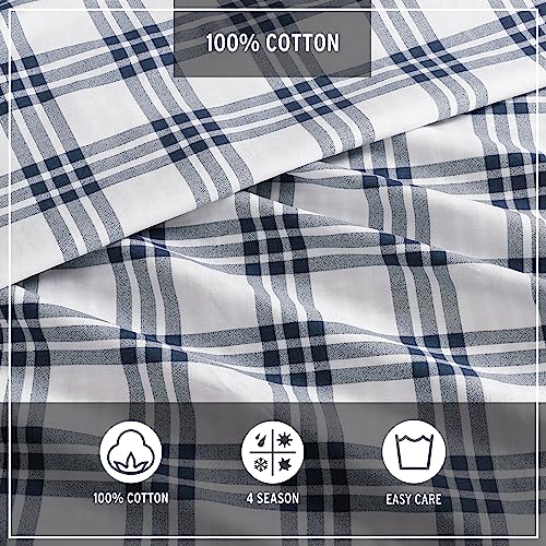 Image of Eddie Bauer- King Duvet Cover Set, Cotton Bedding Set with Matching Sham(s), Casual Home Decor (Basic Plaid Navy, King)