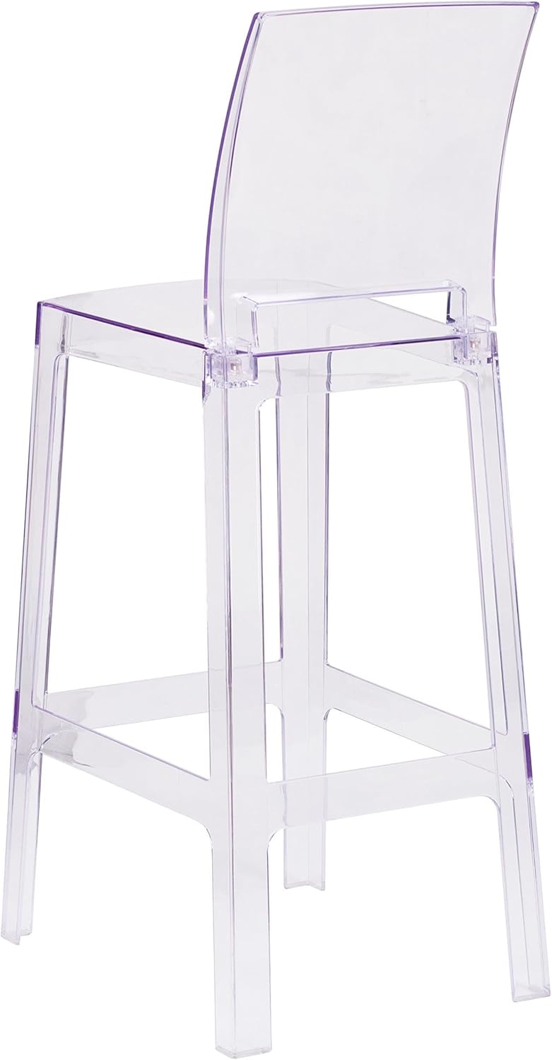 Flash Furniture Ghost Barstool with Square Back in Transparent Crystal