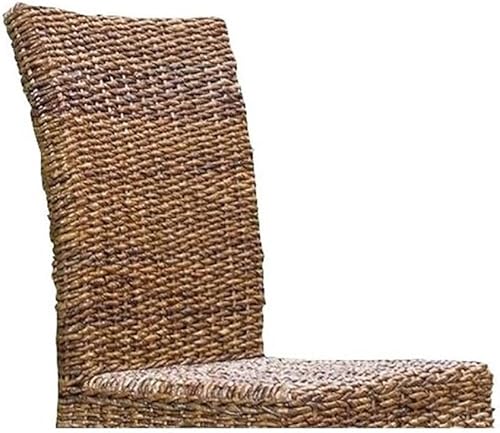 Miniatura 8 de BOWERY HILL Silla de comedor tejida a mano de 40 pulgadas de alto, estilo hoja de abacá, ratán y marco de madera, tamaño estándar perfecto para la