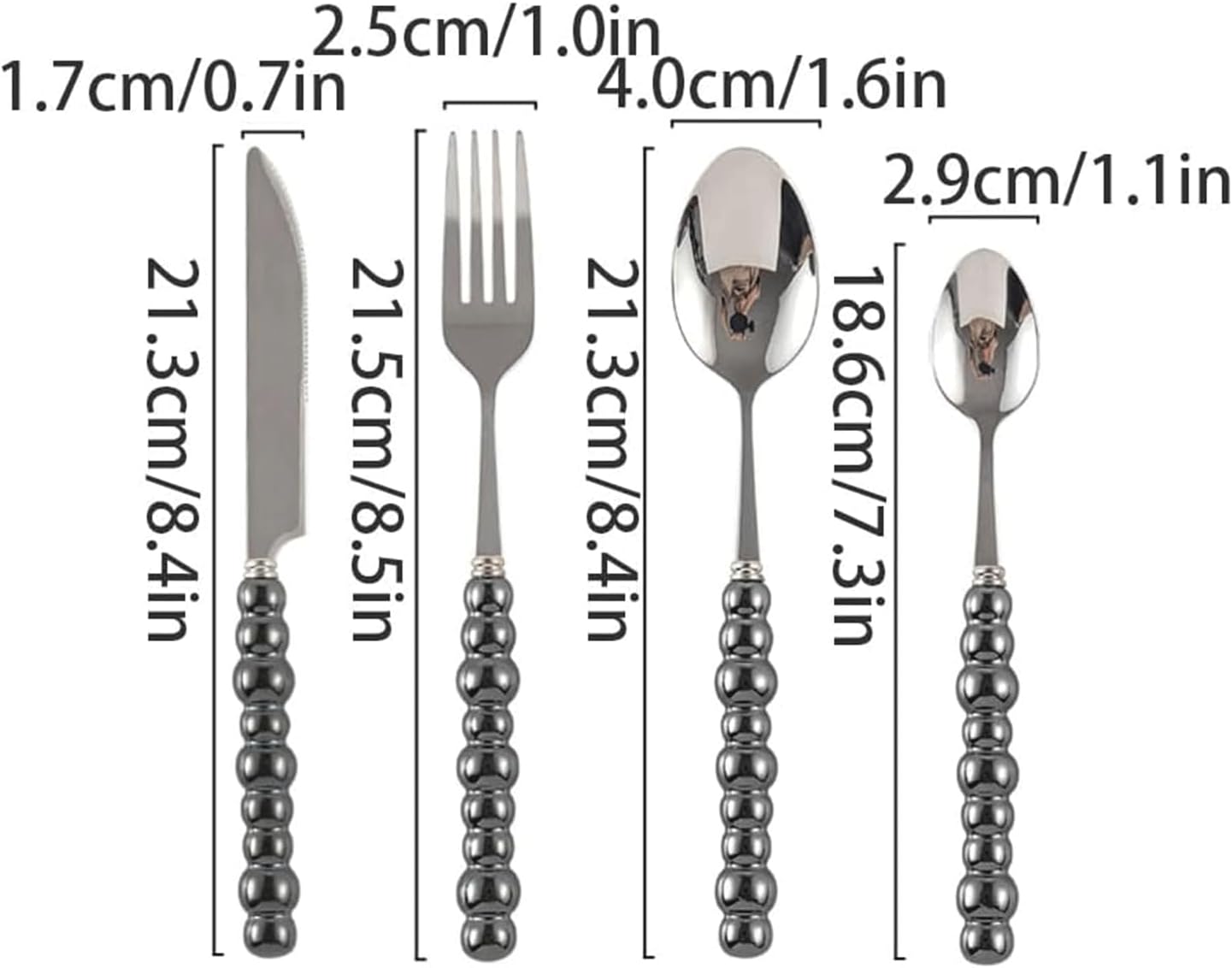 Knife Fork Spoon Ceramic Handle Cutlery Set 2/4Pcs Silverware Set Stainless Steel Tableware Set Mirror Polished Dinner Forks,Blue-3 Pack,Black-2 Pack