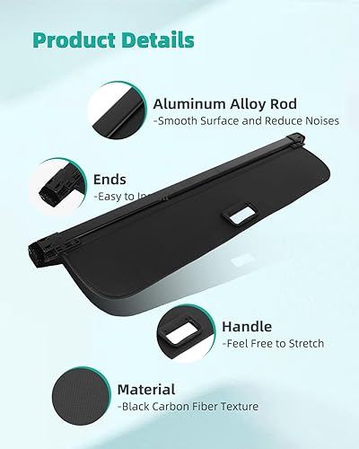 Miniatura 346 de SCITOO Cubierta de carga 2013 2014 2015 2016 2017 2018 compatible con Toyota RAV4 2.5L actualizado anti-mirón retráctil trasero maletero cubierta