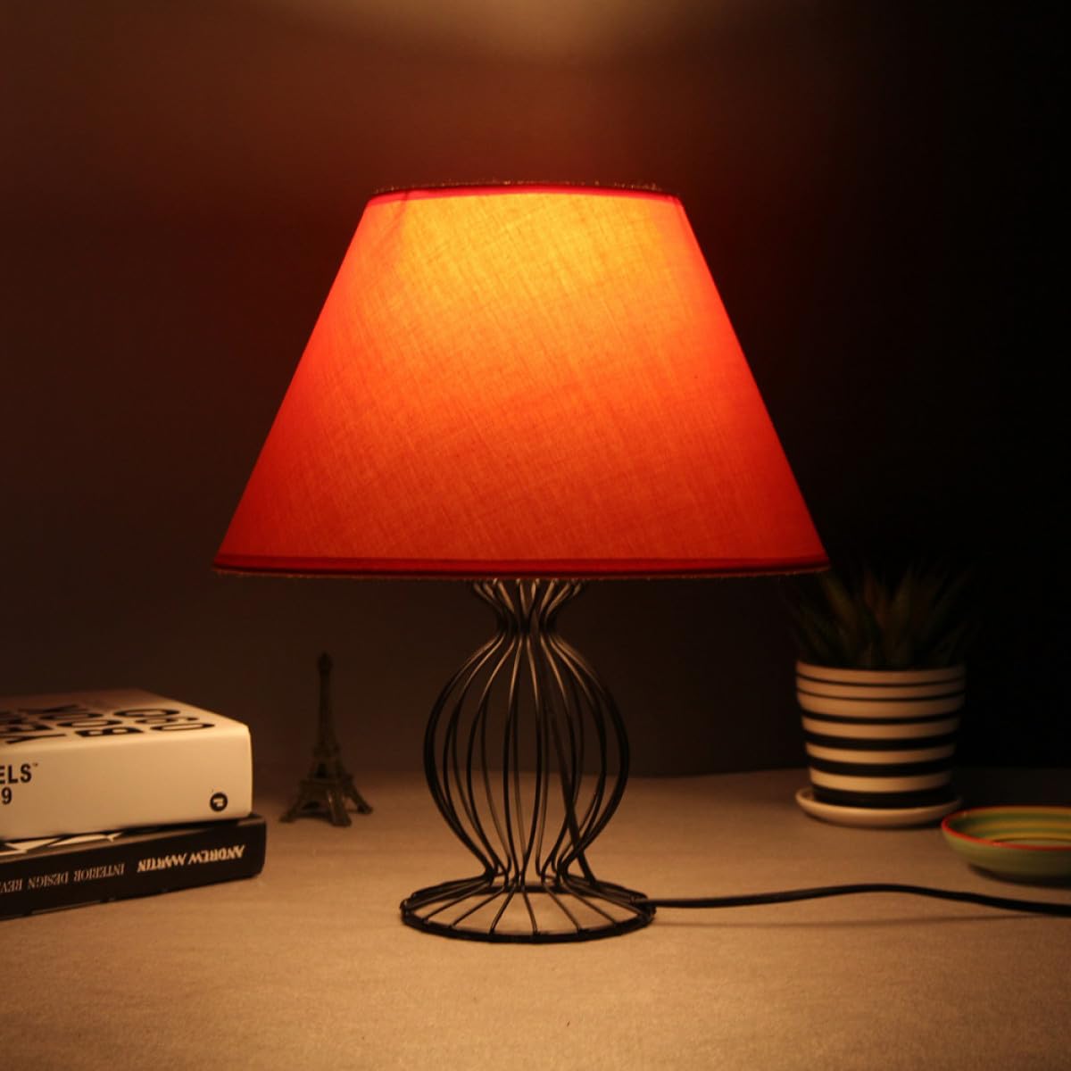 Paralume Arancione Vintage E27 per Lampada da Tavolo da Parete, Piccolo Coprilampada a Tamburo Diffusione Luce Calda per Illuminazione Domestica