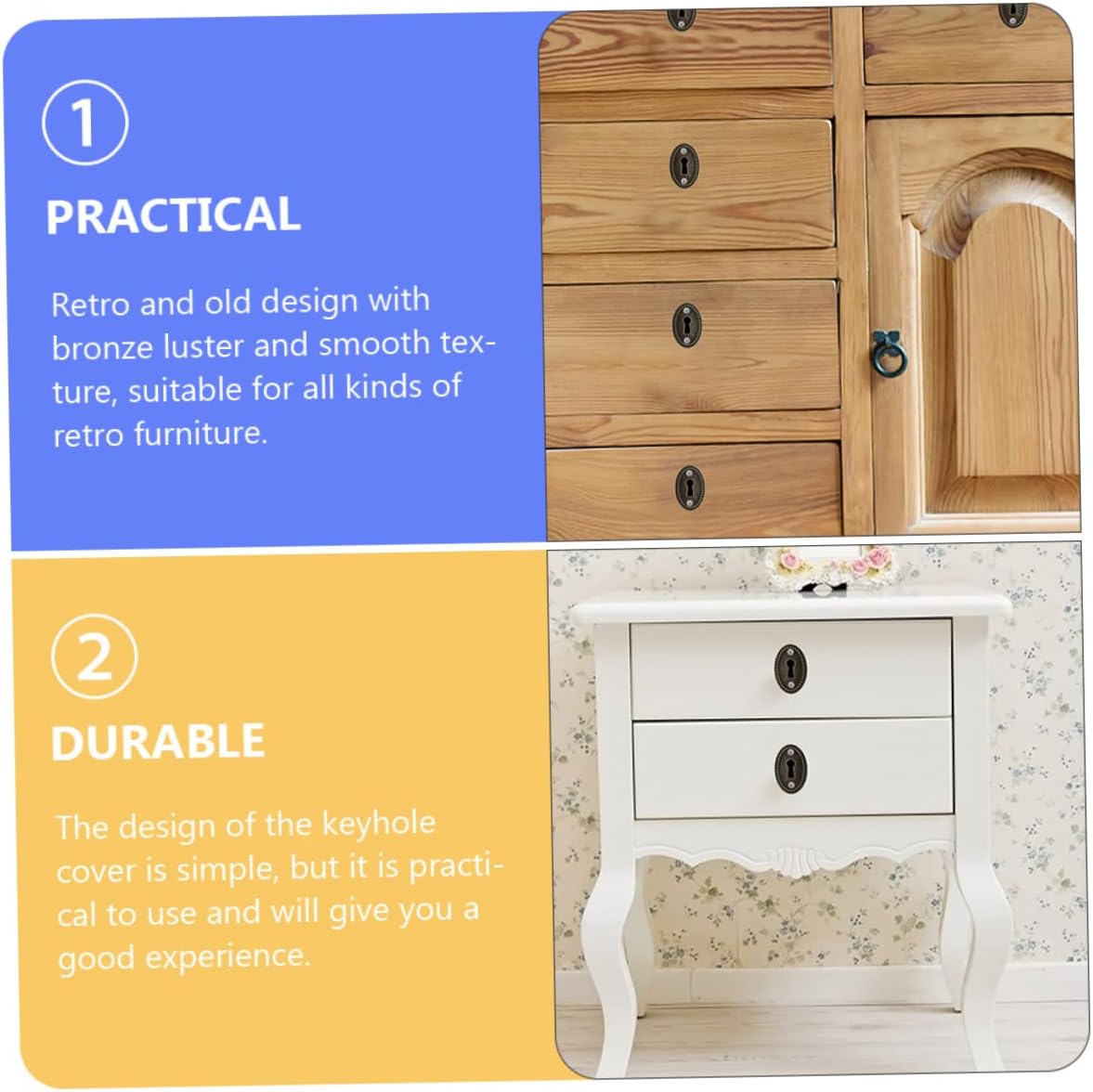 LIFKOME 30pcs Antique Keyhole Cover Inserts Dresser Drawer Keyhole Plates Decorative Covers for Furniture