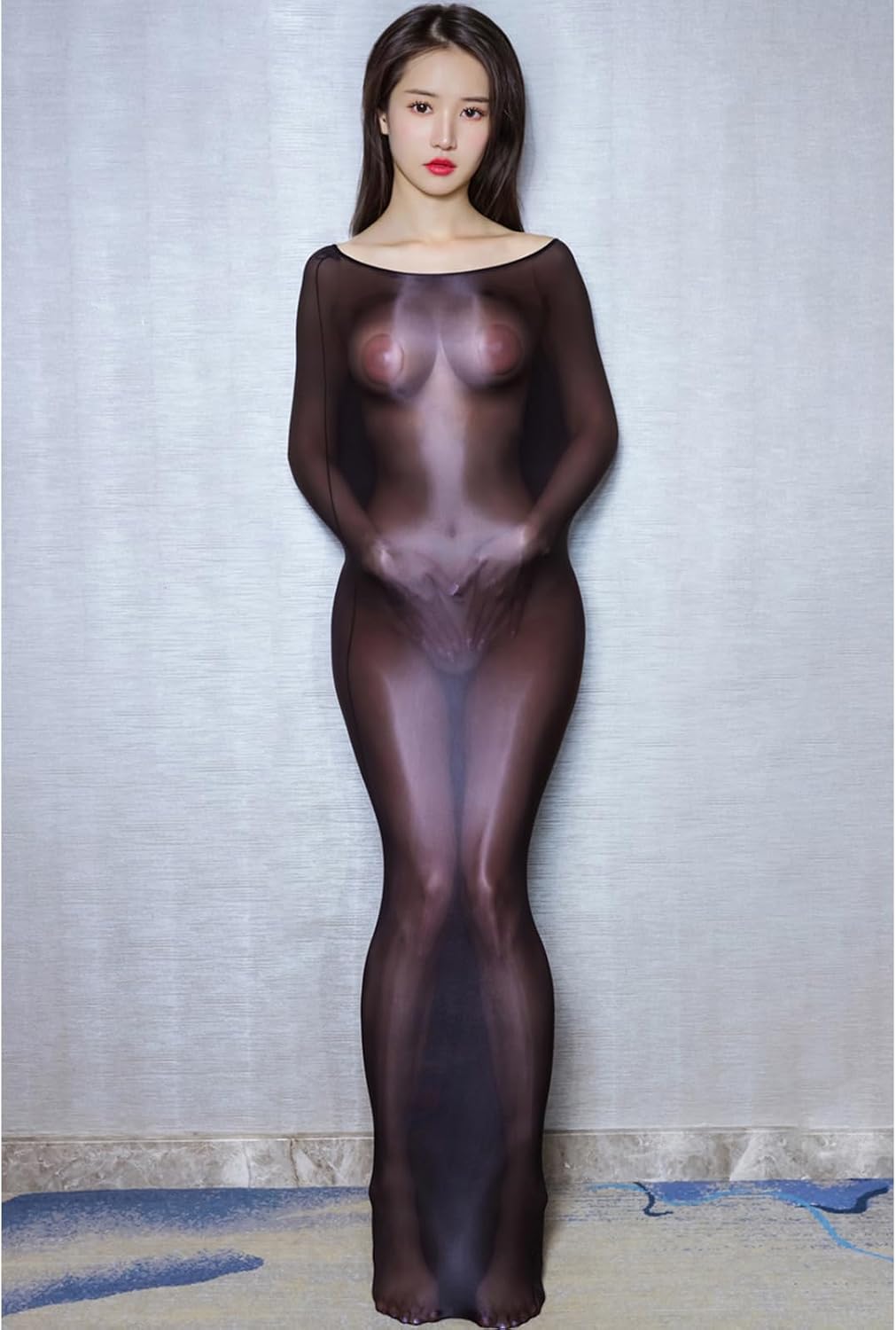 LESOYA Women's Sexy Ultrathin See Through Sheer Bodystocking Smooth Sleeping Bag for Full Body Stocking