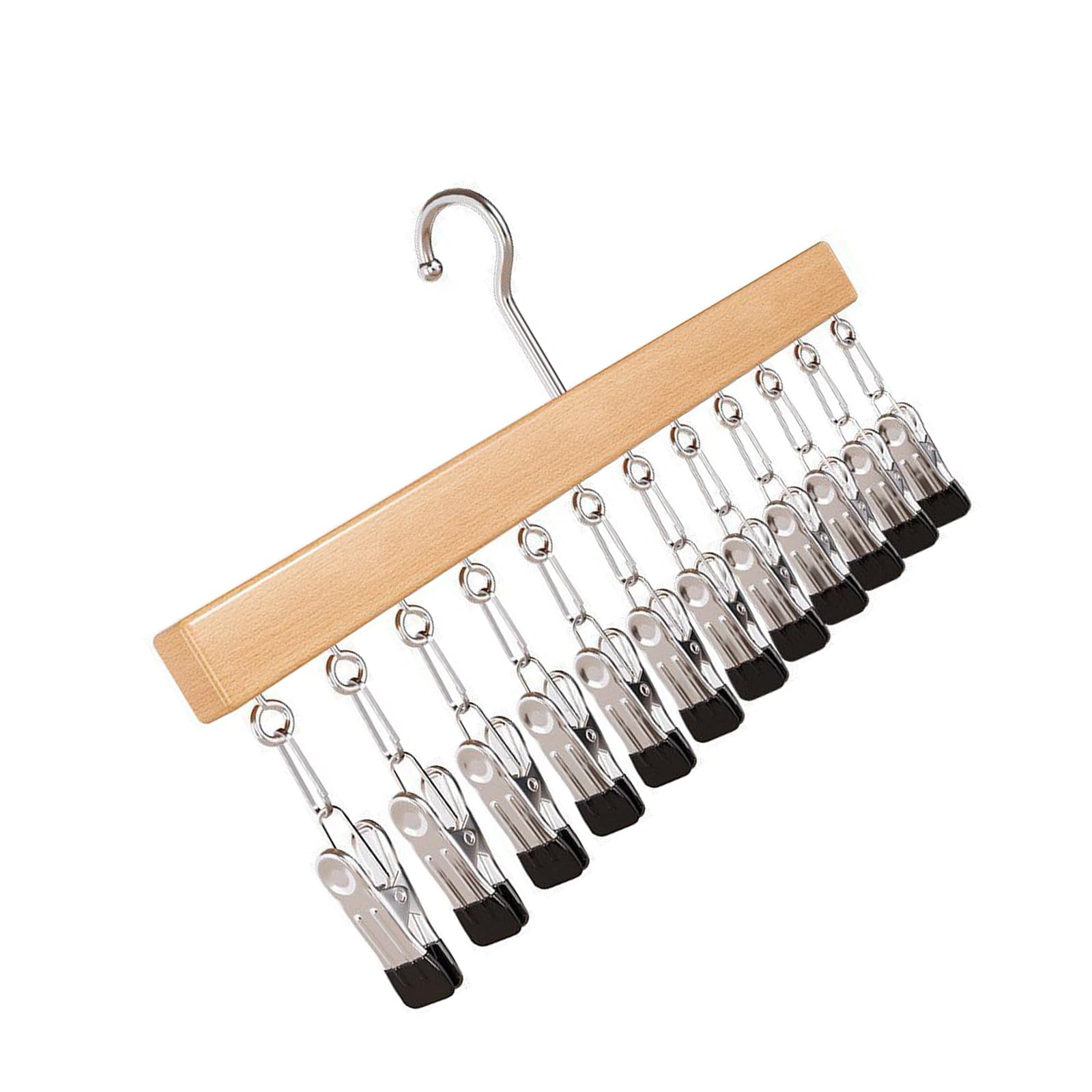 Xjdzineq Multi Purpose Wooden Hat Rack with 12 Clips Holds Caps Socks and Underwear Space Saving Wall Mount Design Hanger Wooden Hat Rack