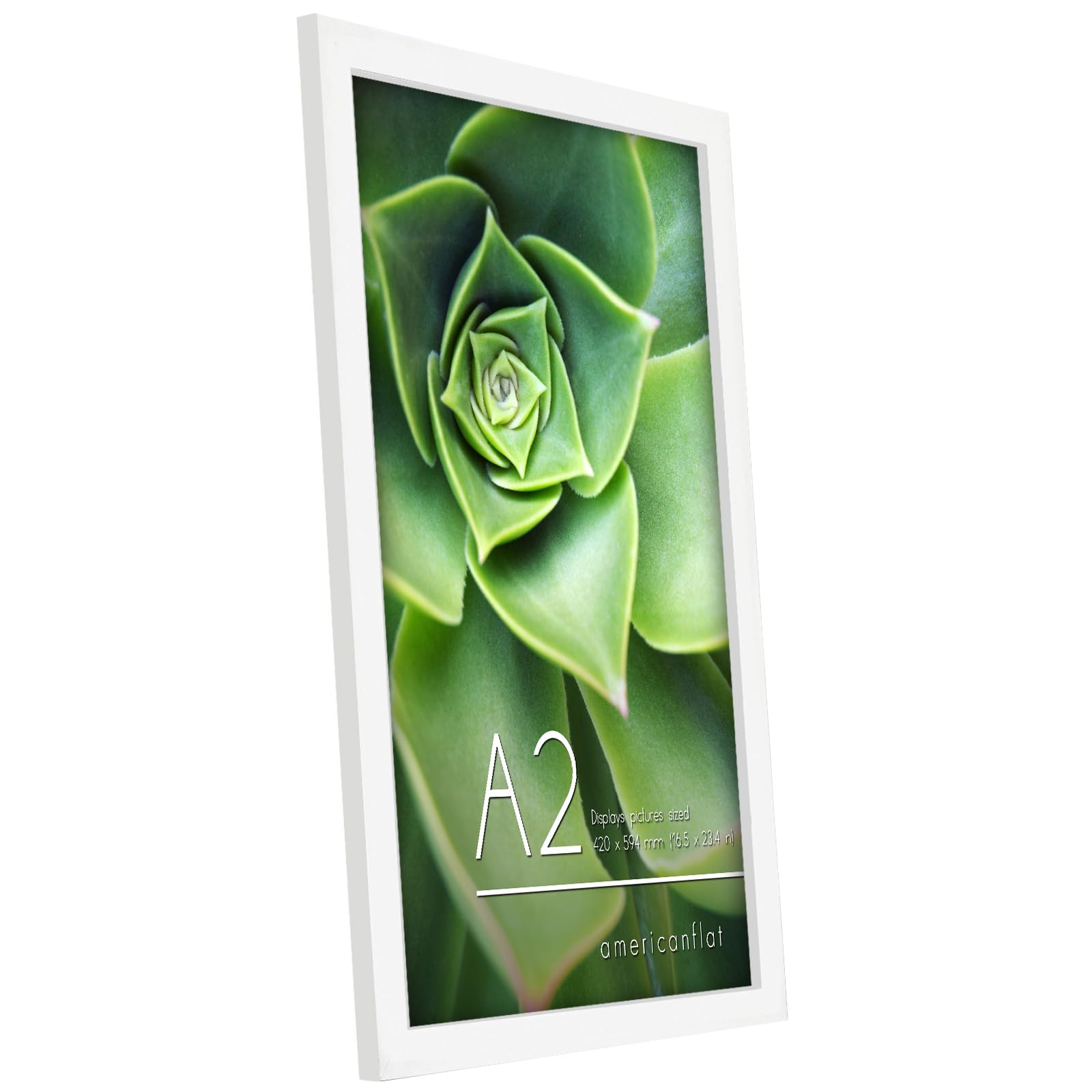 Americanflat Cadre Photo A2 Blanc - Cadre A2 en MDF avec Plexi Poli et Matériel de Suspension Intégré - Format Horizontal et Vertical pour Mur