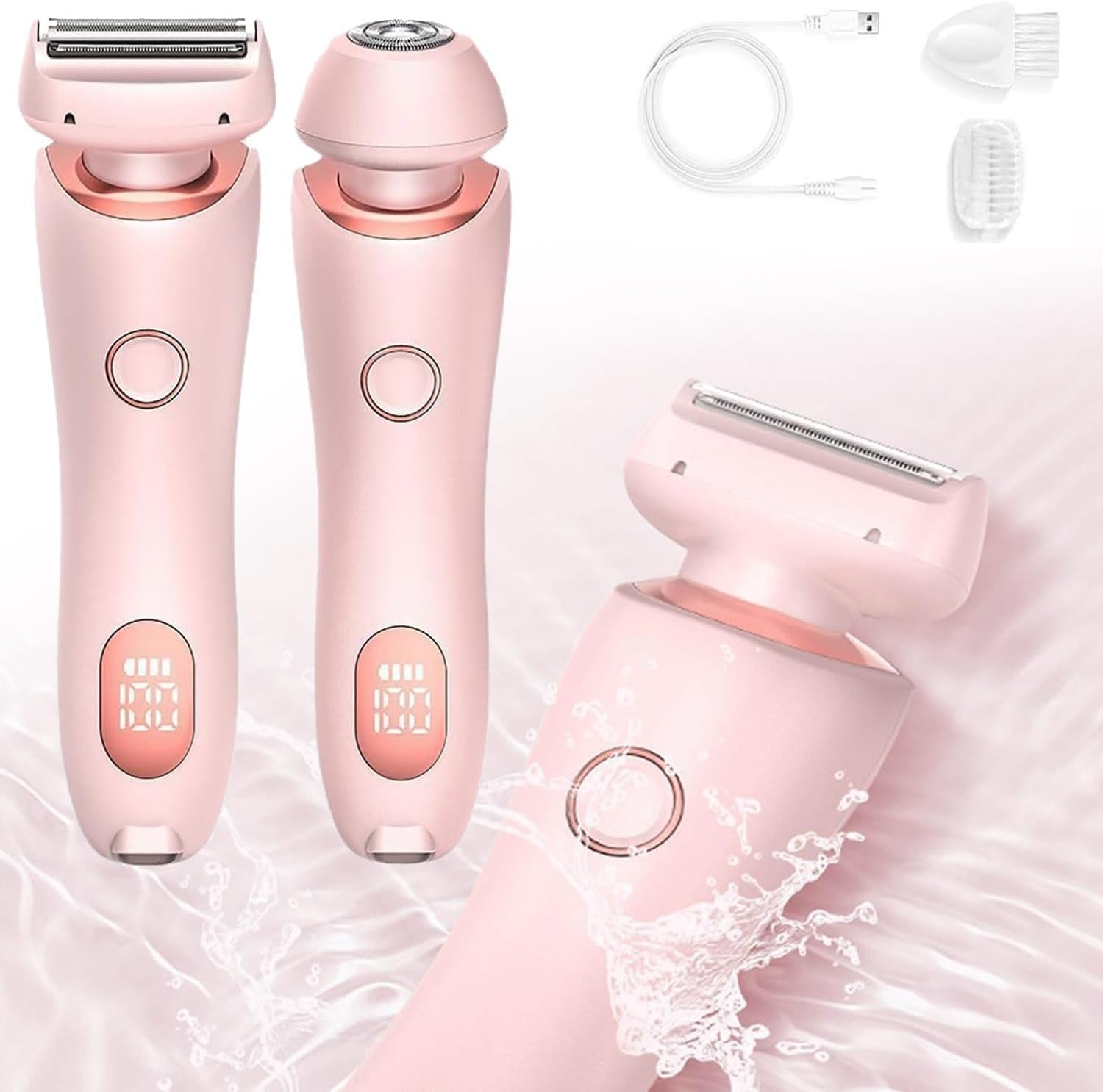 Electric Waterproof Shaver for Women,2 in 1 Portable Rechargeable Bikini Trimmer Wet & Dry (#01)