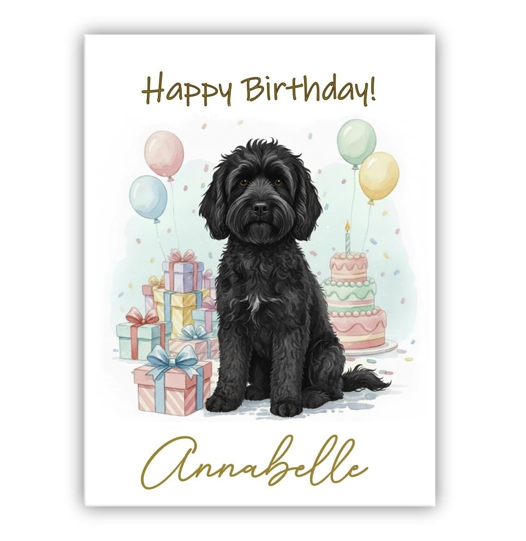 Personalised Birthday Card From the Dog – Add Any Name – Multiple Breeds Available – Dogs Lover Gift (• Cavapoo black– Cavoodle)