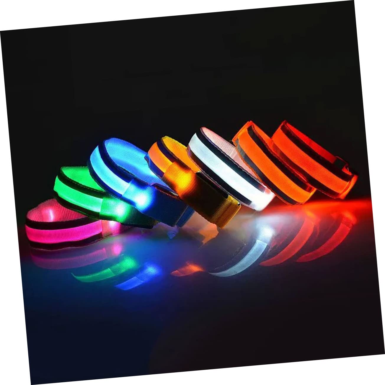 BESPORTBLE 12pièces Bracelets LED Réfléchissants pour Jogging Armbands Lumineux Remplaçables Équipement De Course pour Cyclisme Et Activités De Plein Air Aléatoires