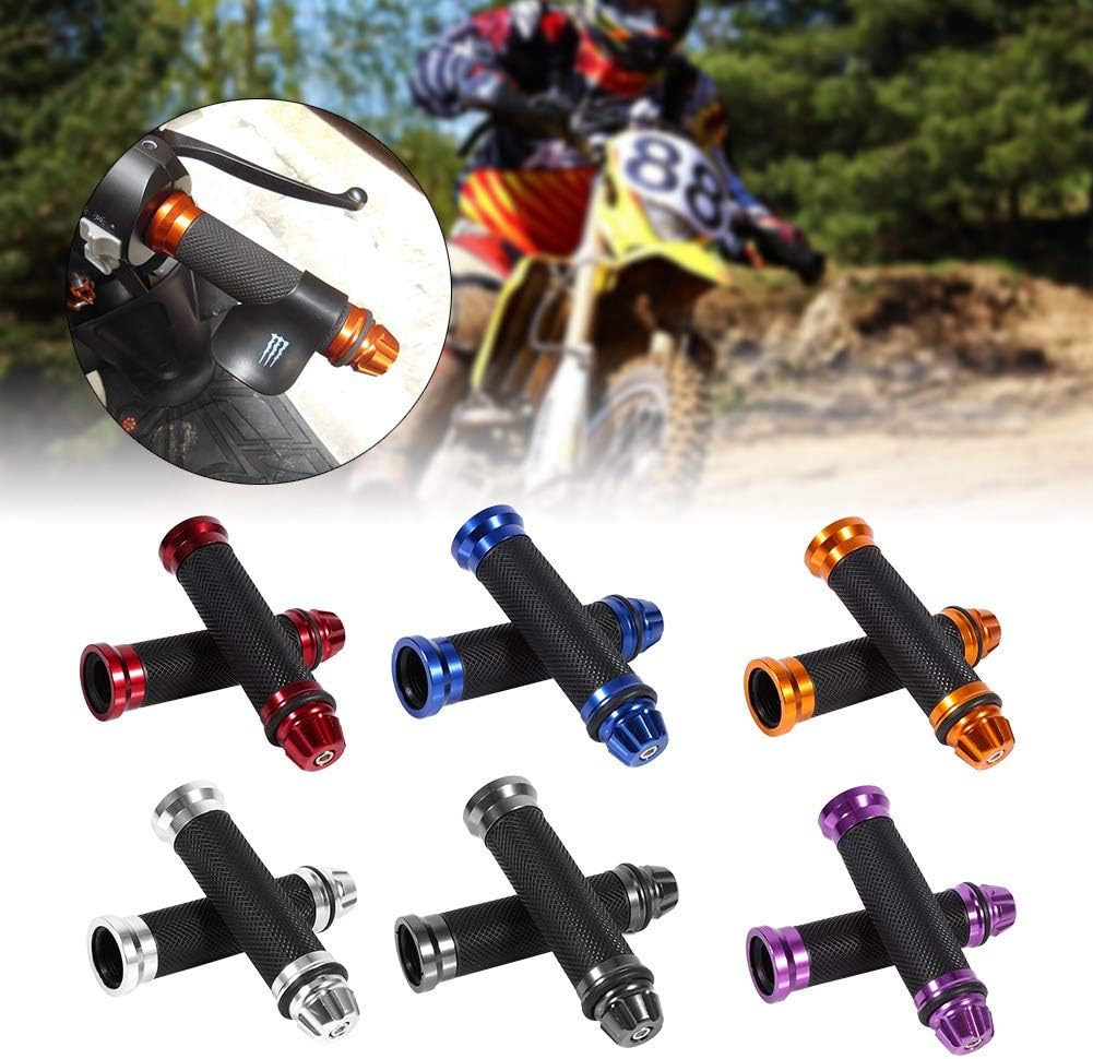 7/8" Motorcycle Handlebar Grips, Keenso CNC Aluminum Rubber Hand Grips, Universal Antiskid Handlebars Hand Grips Rubber Gel Handlebar for Handle Bar Bike Bicycle