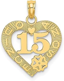 Colar de ouro amarelo 14 k 15 anos com pingente de coração para ocasiões especiais joias finas para mulheres presentes para ela, Pedra Ouro amarelo