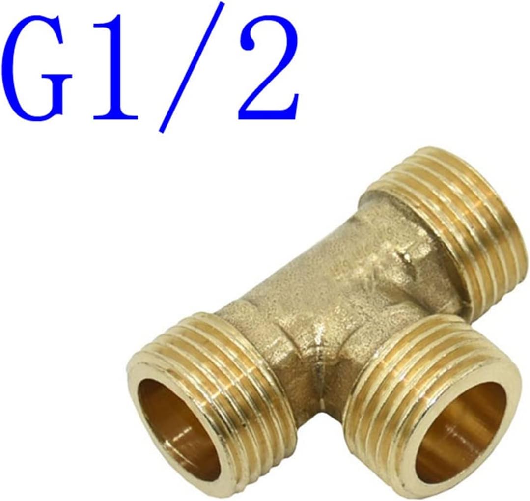 Utility Connector Adapter Hose Connector Adapter 1/2" 3/4" Male Tee Joint Bsp T-Type Water Separator 3-Way Brass Pipe Joint Connector 8 Pieces for Water/1I2