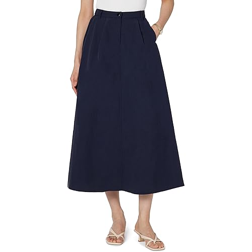 Moon River Womens Nickel Button A- Line Midi Skirt