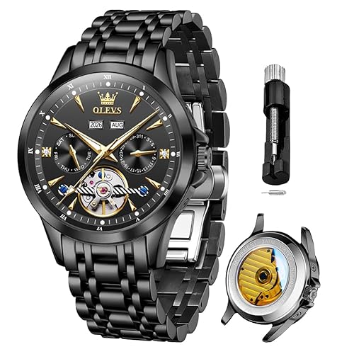 OLEVS Automatic Watches for Men Luxury Skeleton Multi-Function Mechanical Watch