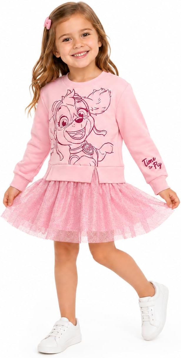 Paw Patrol Girls Skye Glitter Sweatshirt Tulle Dress