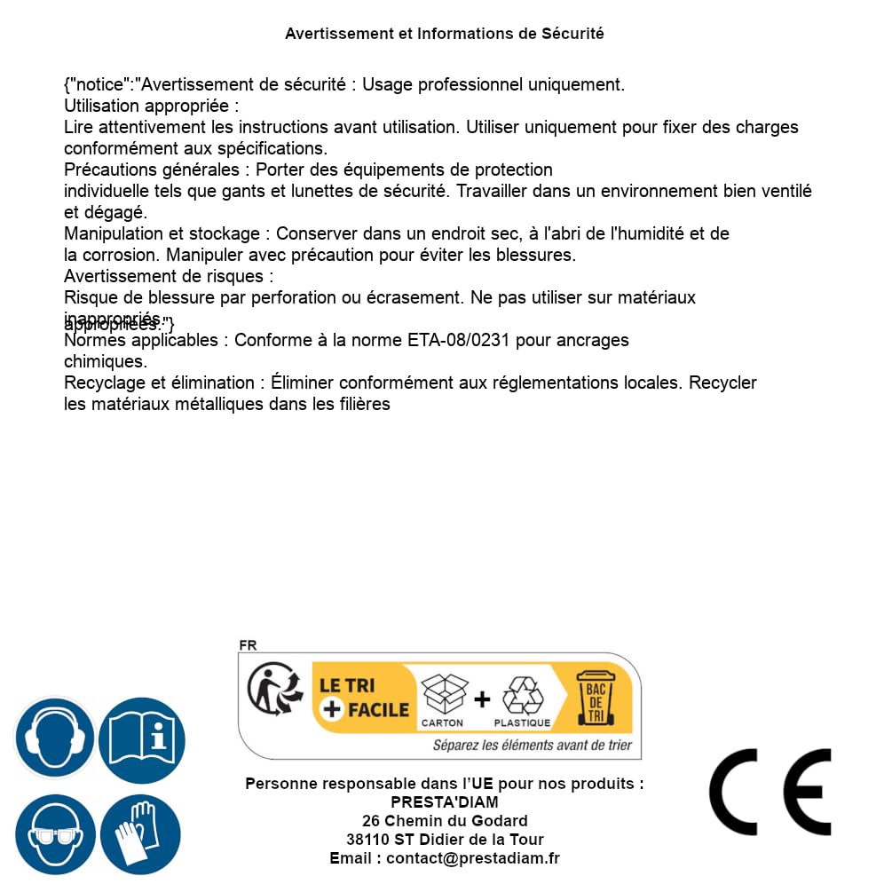 10 chemische Gewindestangen M12 x 220 mm – ETA-08/0231 – Edelstahl A4 D-Work