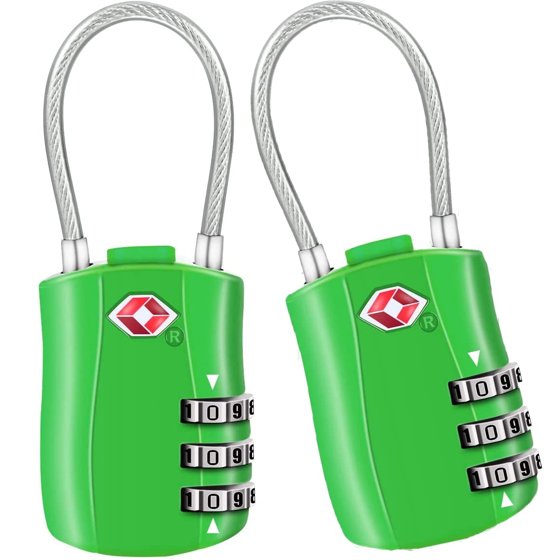 T TerselyTSA Approved Luggage Combination Locks, T Tersely (2 Pack) Combination Padlock with Alloy Body TSA Lock for Travel Bag, Suit Case, Lockers, Gym, Bike Locks or Other (Green)