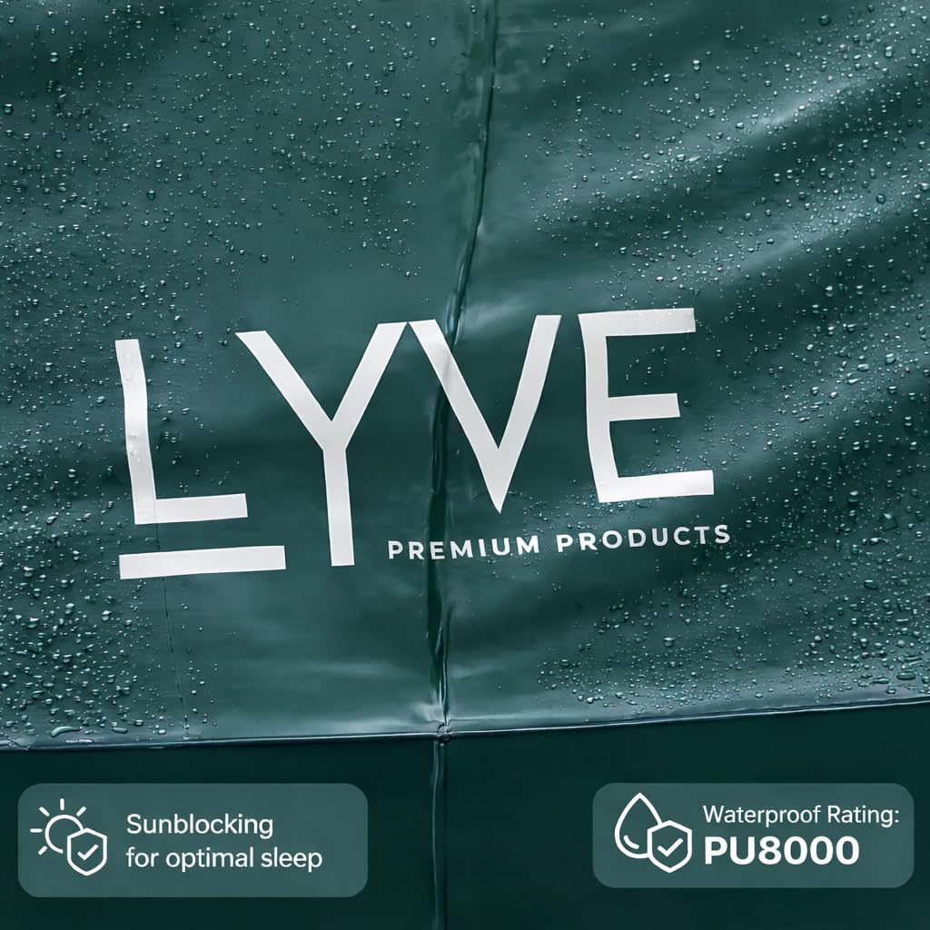 Lyve Familienzelt XL – Wasserdichtes Campingzelt mit 2 bis 3 Schlafkabinen – Deep Sleep Verdunkelung – 8000 mm Wassersäule – 4/6 / 8 Personen – Grün