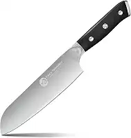 Faca Santoku De 7”, Faca Do Chef Forjada Em Aço De Alto Carbono, Faca De Aparar Com Cabo Ergonômico, Preto
