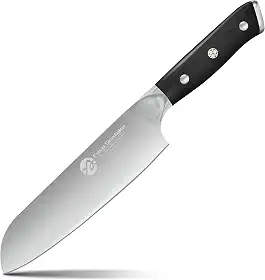 Faca Santoku De 7”, Faca Do Chef Forjada Em Aço De Alto Carbono, Faca De Aparar Com Cabo Ergonômico, Preto