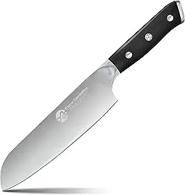 Faca Santoku De 7”, Faca Do Chef Forjada Em Aço De Alto Carbono, Faca De Aparar Com Cabo Ergonômico, Preto