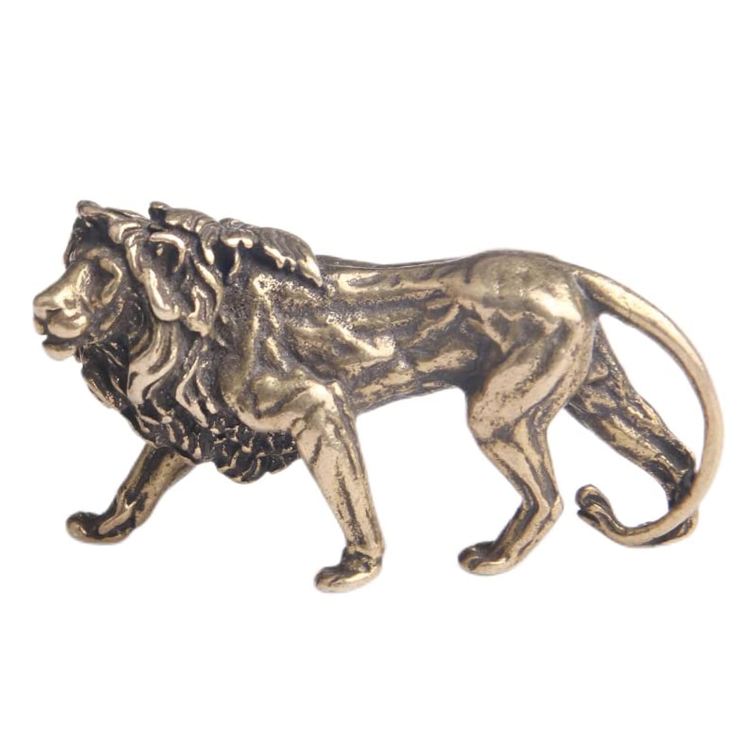Yerdos Chinese Feng Shui Brass Lion Statue Figurines for Animal Sculpture Home Office Table Top Decor Collectibles Housewarming Gift