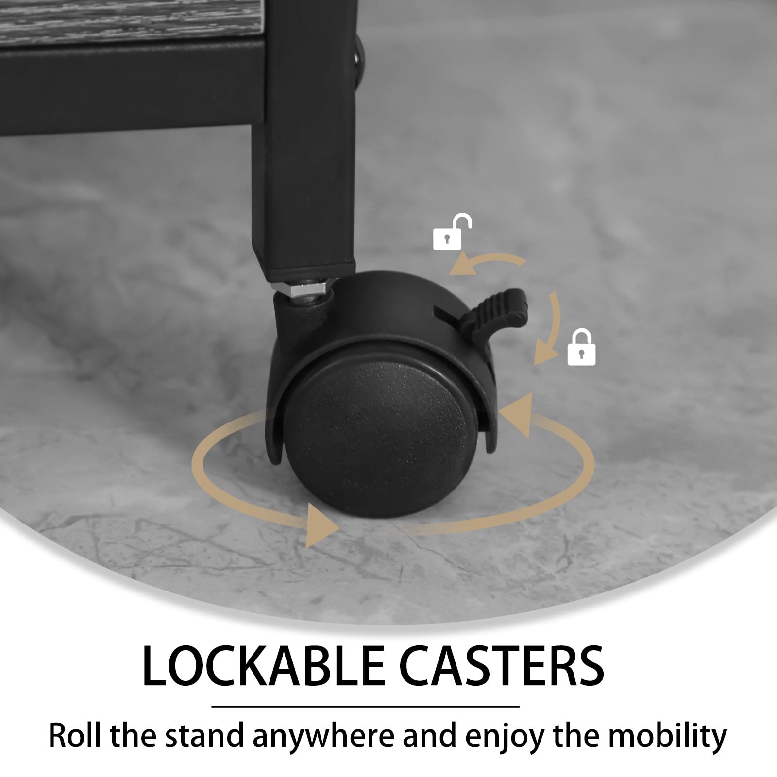 Druckerständer mit Aufbewahrungsregal, Großer Druckertisch mit Rollen für Home Office, 23 x 18 Zoll Druckerregal mit Steckdose USB-Anschluss, Computerturm-Ständer, Grau