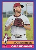 2025 TOPPS HERITAGE HIGH NUMBERS CHROME BLUE BORDERED REFRACTOR #549 TANNER BIBEE /150 CLEVELAND GUARDIANS BASEBALL OFFICIAL TRADING CARD OF MLB