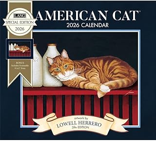 Lang Companies、American Cat Special Edition 2026年壁掛けカレンダー、12.5インチ x 14インチ、ホチキス止め綴じ付き12ヶ月カレンダー