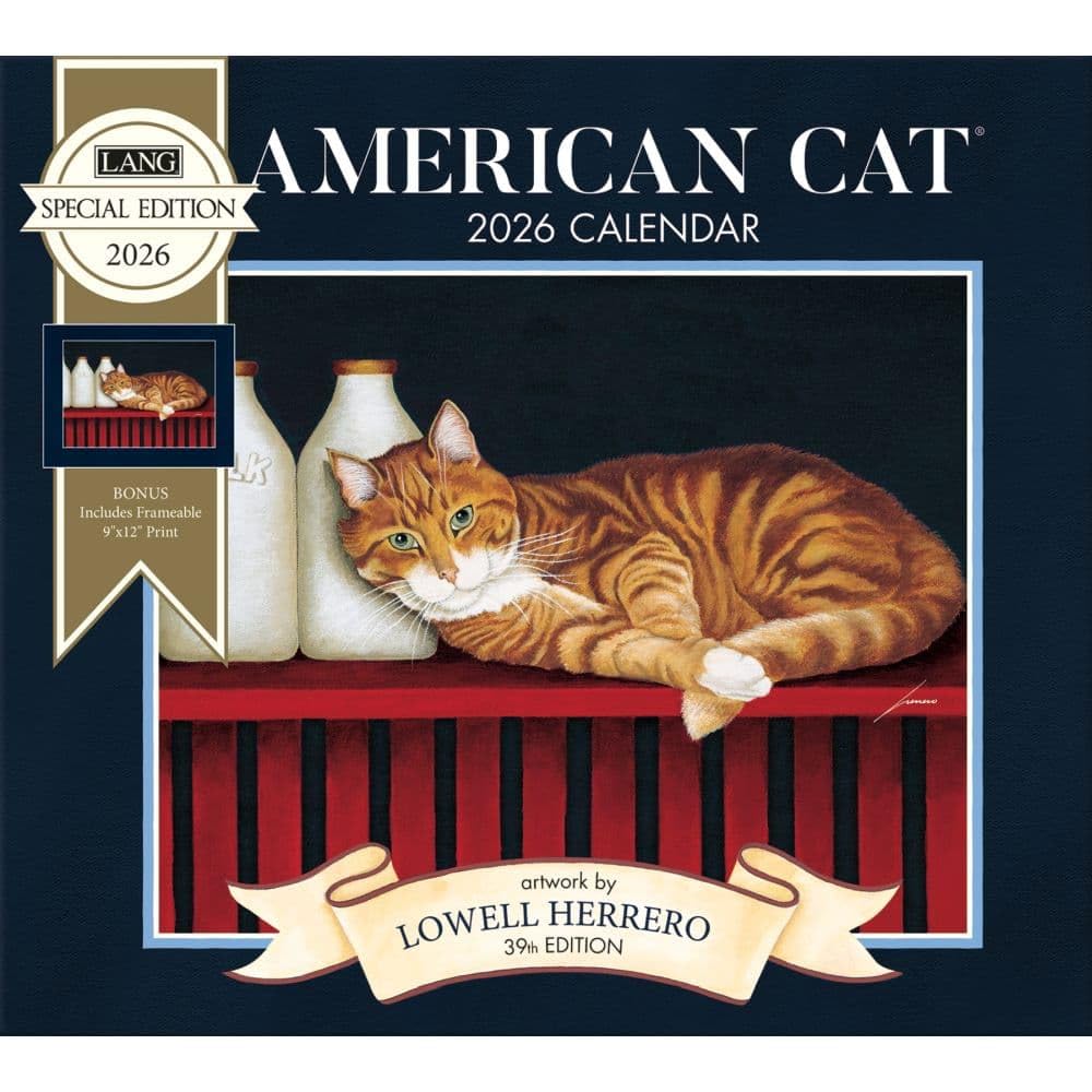 Lang Companies, American Cat Special Edition 2026 Wall Calendar, 12.5'' X 14'', 12-Month Calendar with Stapled Binding
