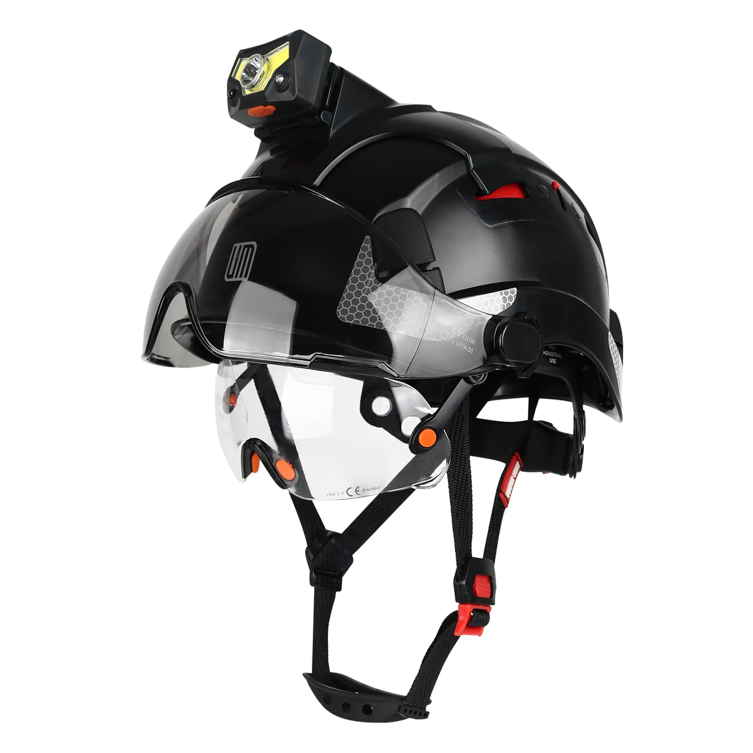 UM ULTRAMAXX Safety Helmet Hard Hat with Detachable Headlamp Light and Visor Construction Hardhats for Men ANSI/ISEA Z89.1 Certified