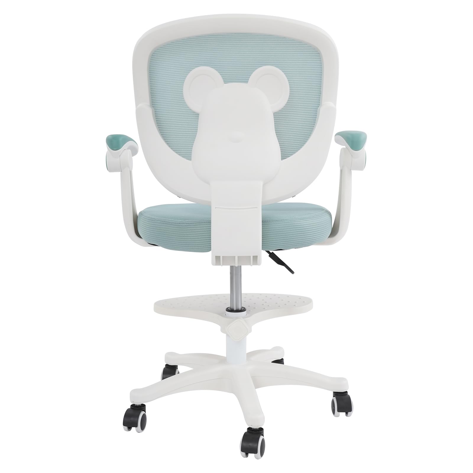 Silla de escritorio para niños con altura ajustable, reposabrazos ajustables, silla giratoria para niños con reposapiés, silla de escritorio para niños de 6 a 18 años (verde claro)