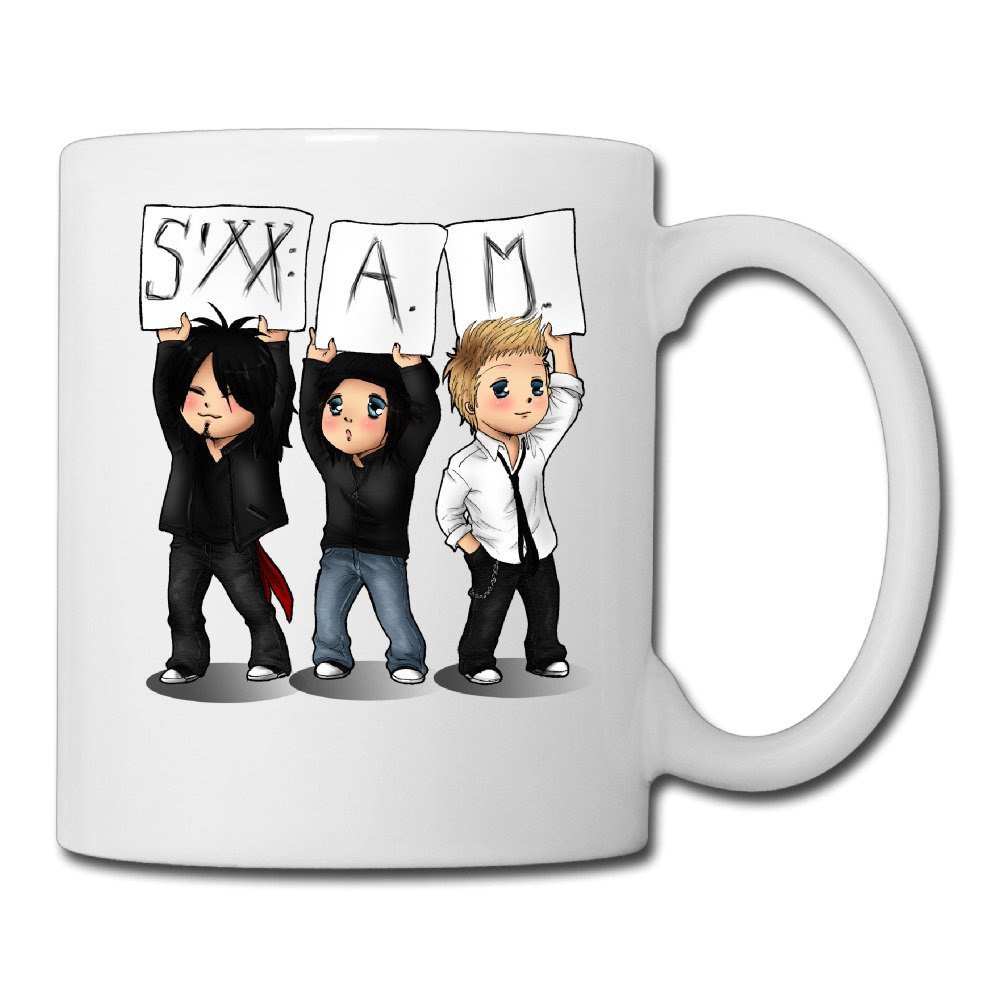 Coffee Mug White Sixx:a.m. Ceramic Cups 11Oz By